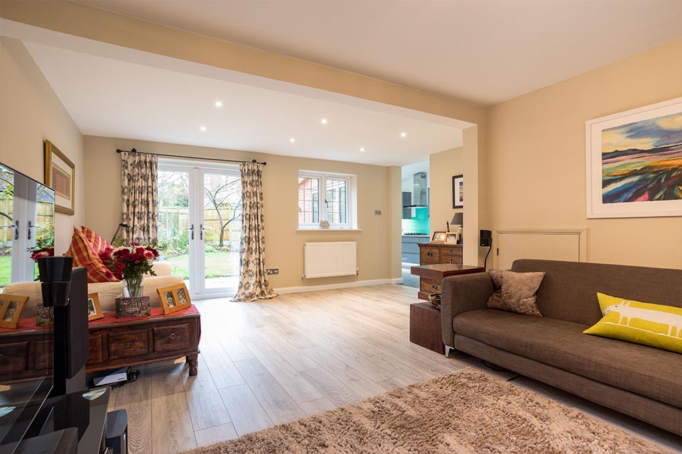 Interior shot of a newly refurbished house.