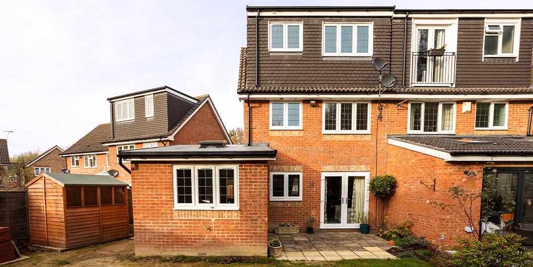 A semi-detatched house with a new rear extension and rear loft conversion.