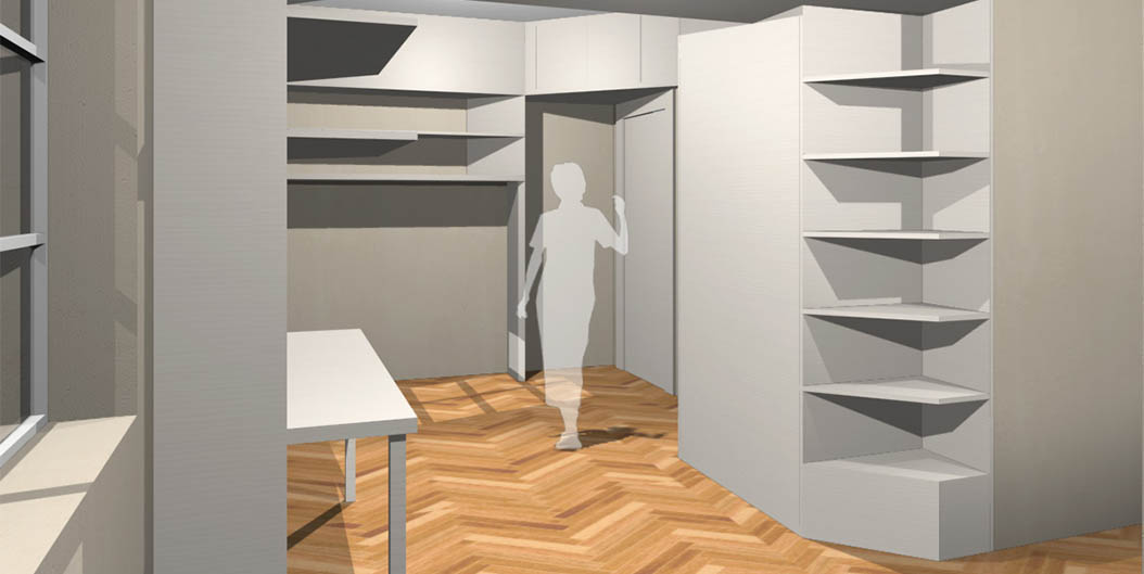 3D visualisation for a studio flat refurbishment.